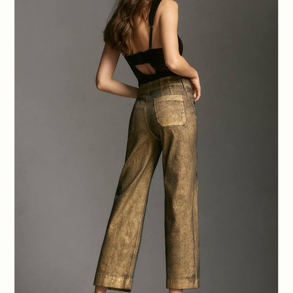NWT The Colette Foiled Denim Cropped Wide Leg Pants by Maeve - Picture 3 of 8